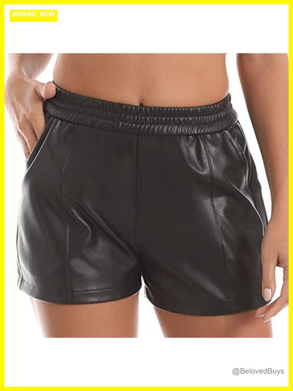 Faux Leather High Waist Wide Leg Shorts with Pockets